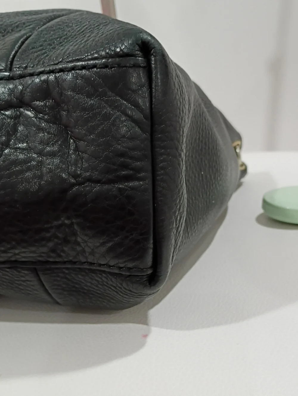 kate spade Black Pebbled Leather Shoulder Tote with Front Slip Pocket